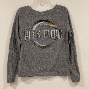 Pink Floyd Marled Distressed Oversized Grey Long Sleeve T-shirt Small